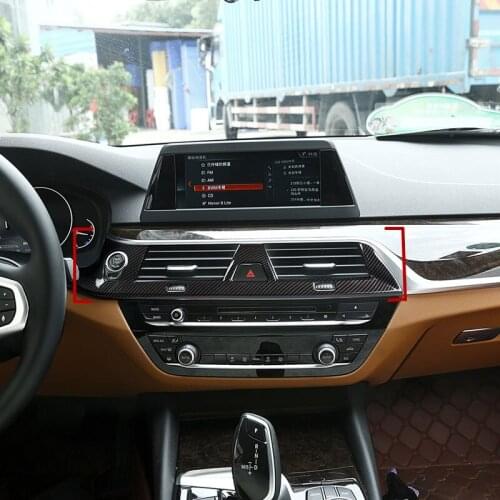Carbon Fiber Style ABS Car Center Console Air Conditioning Outlet Frame Decoration Cover Trim For BMW 5 Series G30 G38 2018 LHD