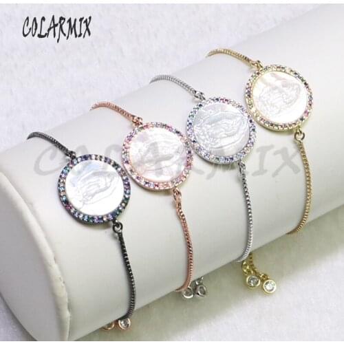 10 pieces mix colors shell Virgin Mary bracelet bangle shell stone jewelry wholesale jewelry handcrafted beaded bracelets 9074