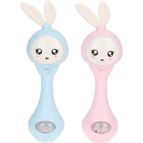 Baby Music Flashing Teether Rattle Toys Rabbit Hand Bells Mobile Infant Pacifier Weep Tear Newborn Early Educational Toys