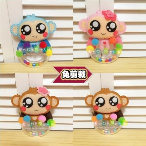 DIY monkey monkey baby rattling bell Fabric Felt kit Non-woven cloth Craft DIY Sewing set Handwork Material DIY needlework supp