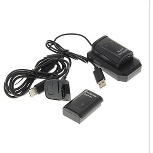 Double Rechargeable Battery + USB Charger Cable Pack for XBOX 360 Wireless Controller GDeals