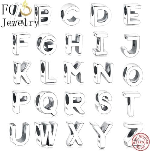 FC Jewelry Fits Original Brand Charms Bracelets Necklace 925 Sterling Silver A-Z Alphabet Letter Kralen Beads DIY Berloque NEW
