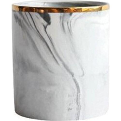 K92C Marble Pattern Pen Holder Cosmetic Storage Box Makeup Brush Lipstick Case Ceramic Jar Home Table Organizer