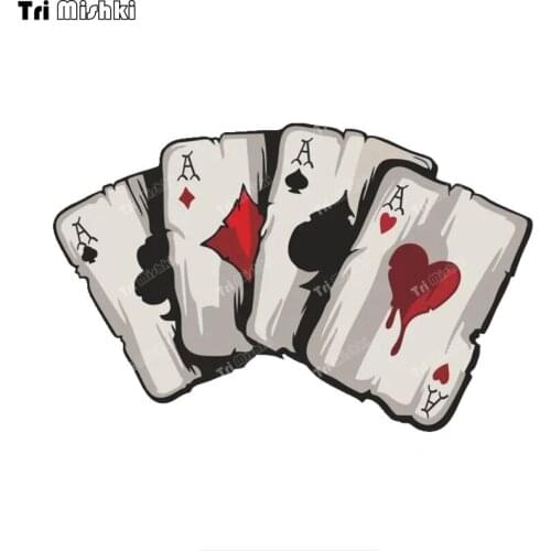 Tri mishki WCS1043 Playing cards Car Sticker PVC Decals Accessories Sticker on Car Rear Window motorcycle