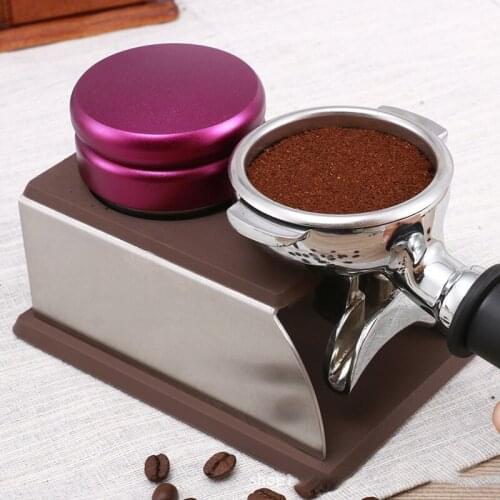 Coffee Temper Stand Sturdy Stainless Steel Tamping Stand for Coffee Machine and Coffee Tamper Storage Base with Silicone Mat