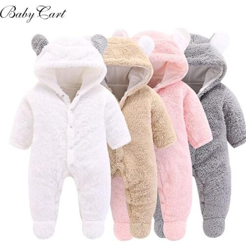 Newborn Baby Romper WinterCoral Fleece Warm Baby Girls Overall Clothing Baby Rompers Clothing