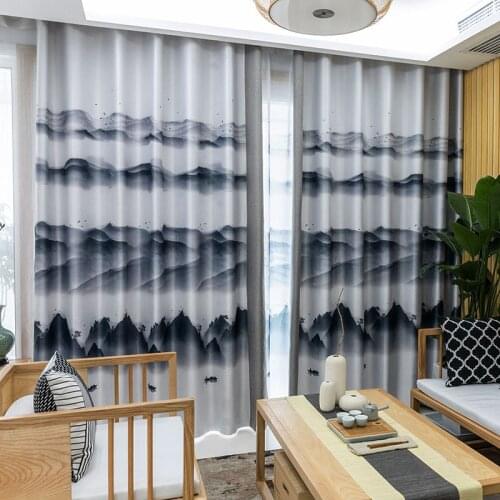 COLORFUL KING Chinese Style Landscape Painting Modern Minimalist Curtains For Living Room Kitchen Bedroom Blackout Cortina