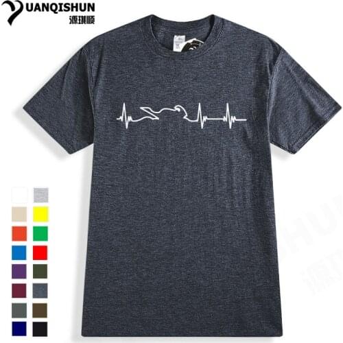 Summer Fashion 16 Colors Men T Shirts Heartbeat of Motor T-shirt Cool Printed Motorbike T Shirt Cotton Short Sleeve Men Clothing