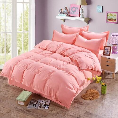 Lychee Solid Color Bedding Set Brushed Home Bedding Set for Full King Twin Queen Size Winter Bedclothes 4pcs/Set