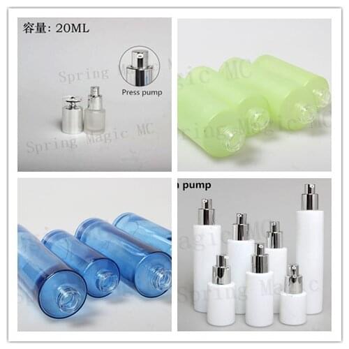 20ML Frosted/White/Green/Blue Glass Bottles With Drop Of Water Silver Lid For Lotion/Emulsion/Perfume/Foundation Empty Vial