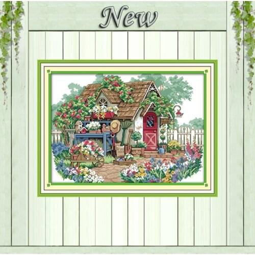 Flower cabin forest beauty house diy painting counted print on canvas DMC 11CT 14CT kits Cross Stitch embroidery needlework Sets