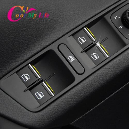 Color My Life 7Pcs ABS Chrome Windows Lifter Button Switch Knob Cover Trim for Volkswagen VW Tiguan MK2 2017 - 2020 Accessories