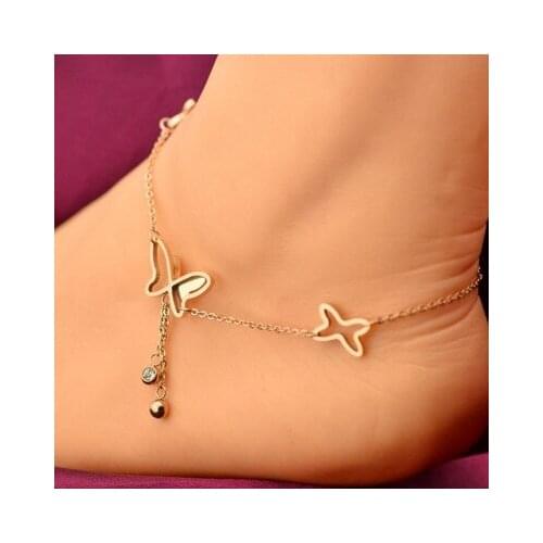 New fashion Butterfly Rhinestone Tassel Anklet For Women Accessories jewelry wholesale