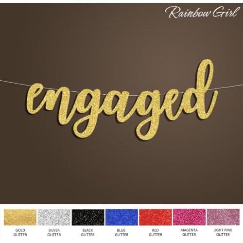 Engaged Banner,Gold Glitter Letter Sign Backdrop Decor,Bridal Shower Decoration,Bachelorette/Wedding Party Decorations Supplies