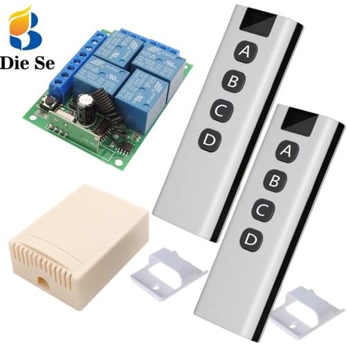 DieSe 433MHz Remote Control Switch DC 12V 10A 4CH Receiver Module Motor controller Transmitter 4buttons For Light/Fan/Smart Home
