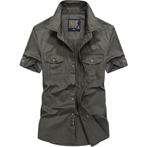 Plus Size 4XL Mens Summer Short Sleeve Shirts Cargo military Shirts Breathable Cool imported clothing social masculina