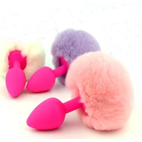 Waterproof Adult Sex Products silica gel hair ball anal plug tail rabbit tail support,butt plug,sex toyfor Men And Women