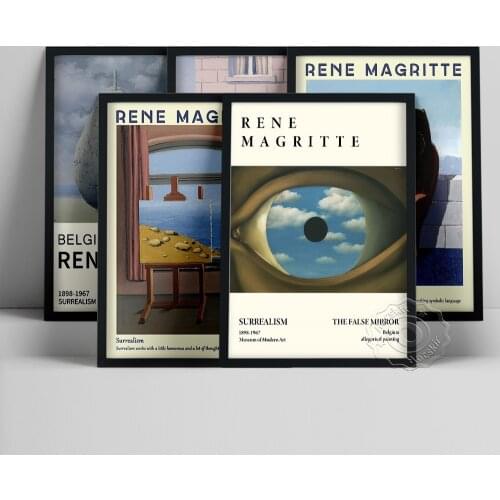 Rene Magritte Exhibition Poster, The False Mirror Oil Painting, Surrealism Wall Decor, Magritte Memory Of A Voyage Art Prints