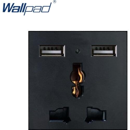 Wallpad Luxury 2 USB 3 Pin MF Socket Outlet Function Key For Wall White And Black Plastic Module Only