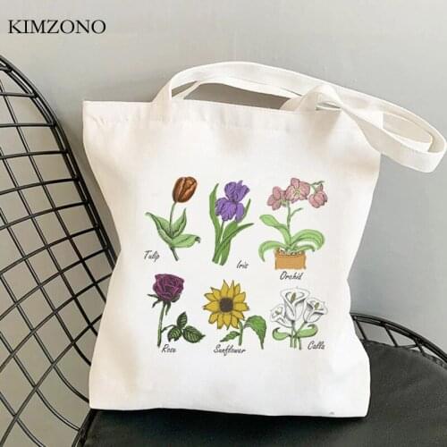 Wildflower shopping bag shopper bolsas de tela bolsa reusable eco cotton bag string fabric sac cabas boodschappentas cabas