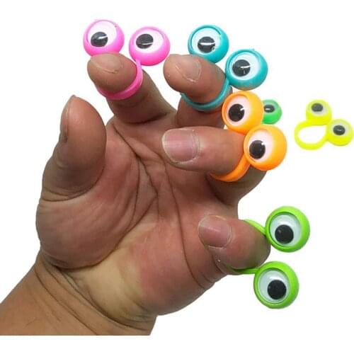 10Pcs Funny Big Eye Finger Rings Puppets Cartoon Eyeballs Children Kids Toys Finger Puppets Hand Puppets For Kids Tell Story Toy