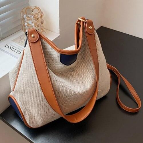 High Quality Ladies Canvas Single Shoulder Bag2021New Female Bag Autumn All-match Messenger Bag Retro Single Shoulder Bucket Bag