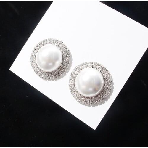 Ztech New Big Round Stud Imitation Pearl Earrings For Women Girls Trendy Fashion Statement Ins Jewelry Wholesale Accessories