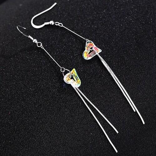 Heart Shape Crystal Earrings Female Anti-allergy AB Color Crystal Long Tassel Drop Earring Jewelry For Women Shiny Gift
