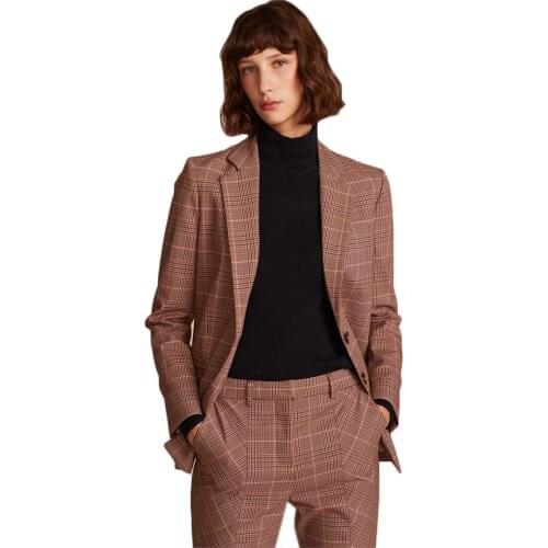 Suit Jacket Loose Streetwear Women Plaid 2021 Elegant Chic England Style Blazer Femme 2 Pieces