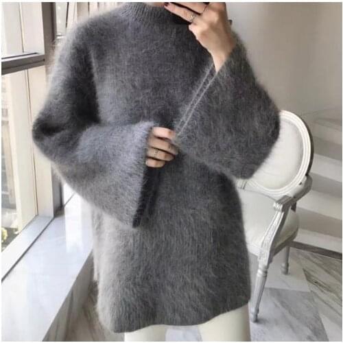 New genuine mink cashmere sweater women pullovers knitted pure mink jacket thick Coat free shipping S1939