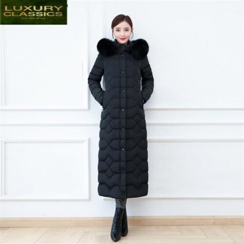 Coat Female Thick Winter Warm Brand 90% Duck Down Jacket Women Natural Fox Fur Hooded Clothes Korean Down Parkas 9002
