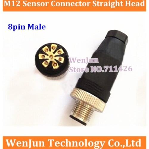 10PCS/LOT Free Shipping M12 8pin Aviation plug/Connector ,Straight head ,High Quality 8 core male Sensor plug