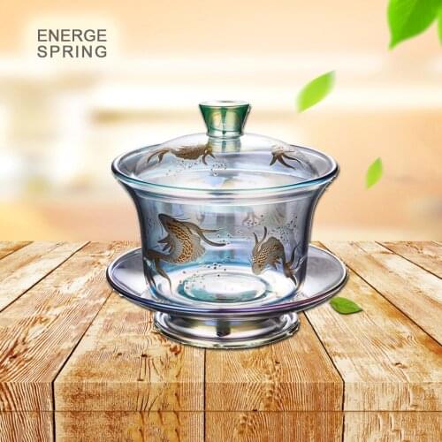 200ML Glass Tea Cup Bright Color Gold Silver Burning Glass Bowl Heat-Resistant Thickened Tea Cup For Home Glass Teacup