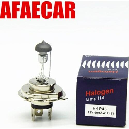 AFAECAR 10Pcs/Lot H4 12V 60/55W Halogen Bulbs 4300K Bright White High Low Beams Auto
