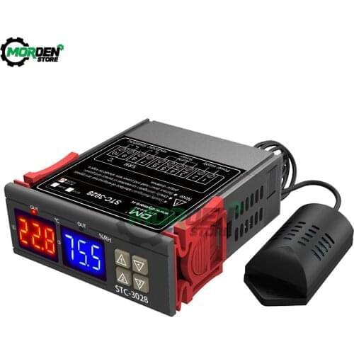 Dropship AC 110V 220V Digital Temperature Humidity Controller Thermometer Hygrometer Incubator Thermostat Humidistat STC-3028