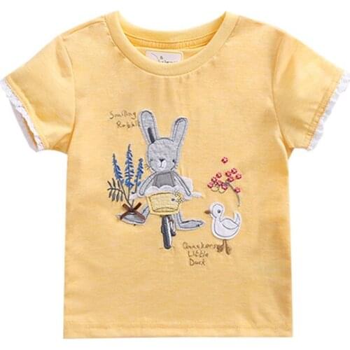 27Kids Girls T-shirt New Animal Design Baby Cotton Summer Clothing Toddler Fashion Rabbit Pattern Cute Children Clothes