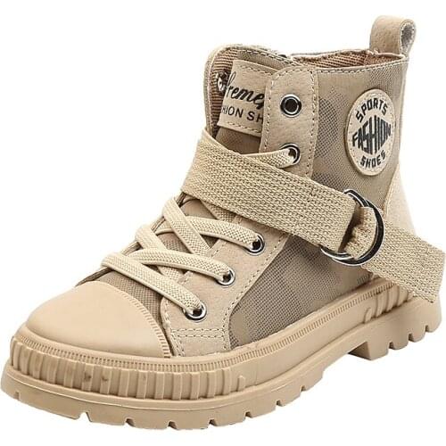 Kids Shoes For Boys Girls Children Casual Shoes High Tops Ankle Boots 2021 Spring Autumn Fashion British Design Vintage Hot Sale