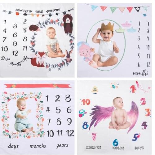 Baby Milestone Photo Props Background Blankets Animal Pattern Infant Play Mats Backdrop Cloth Calendar Photo Accessories