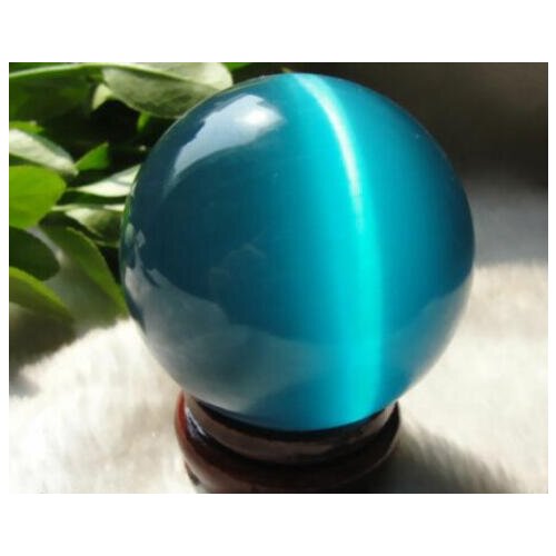 Hot Sell ASIAN QUARTZ BLUE CAT EYE CRYSTAL BALL SPHERE 100MM + STAND