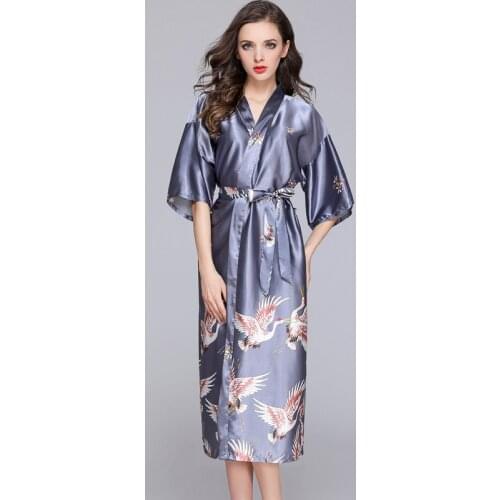 Bridal Bridesmaid Wedding Robe Kimono V-Neck Pajamas Womens Negligee Gown Nightgown Spring Print Sleepwear Sleepshirts Homewear