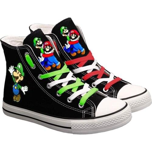 Super Mario Printed Canvas Shoes Men Sneakers Cute Women Cartoon Casual Shoes Teenagers Boys and Girls Students Sports Shoes