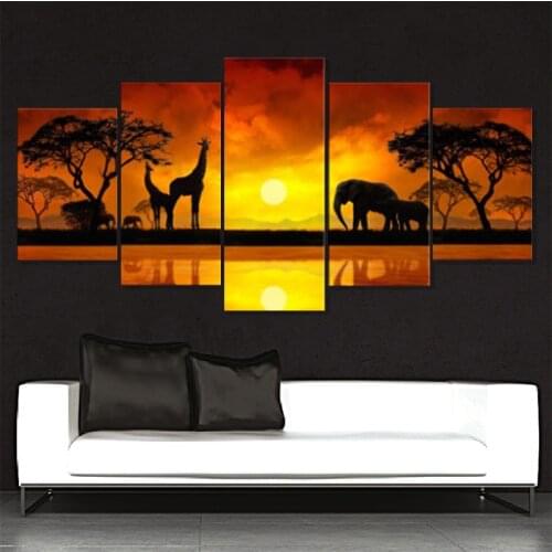 5 Panel Animal Wall Pictures For Living Room Picture Print Painting On Canvas Wall Art Home Decor Living Room Canvas Painting