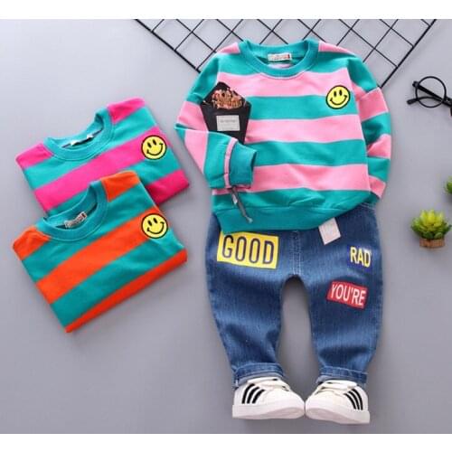 Baby Spring Autumn Clothing Set New Fashion Kids Boys Outfits Cotton Stripe Style Tops+pants 2pcs For Bebes Tracksuit