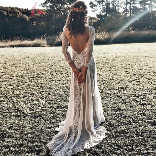 Alagirls Long Sleeves Lace Mermaid Wedding Dress 2020 Charming Backless Bridal Gown Custom Made vestido de noiva