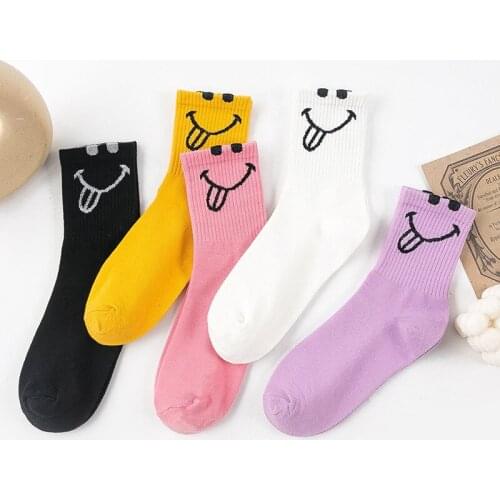 Japanese Harajuku Styler Kawaii Funny Socks Women Cartoon Sticking Tongue Out Cute Woman Socks for Spring Autumn Winter 41202