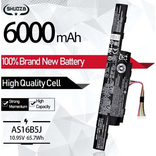 NEW 6000MAH AS16B5J AS16B8J Laptop Battery For Acer Aspire E5-575G-53VG Series 15.6" 3ICR19/662-2 11.1V 65.7Wh PLUS