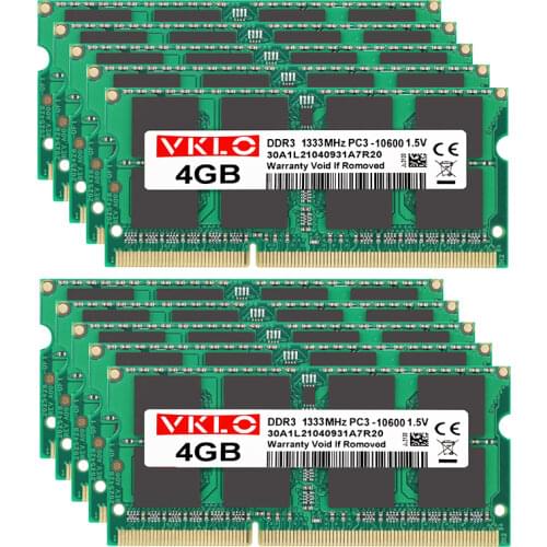 10 pieces set DDR3 DDR3L RAM 4GB 8GB 1600MHZ 1333MHZ notebook laptop PC3 12800S 10600S memory wholesale