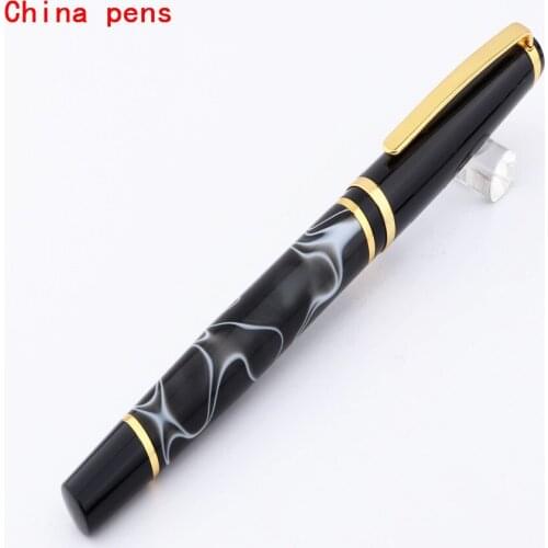 Luxury quality 876 Black Material jade Acrylic Business office Medium Nib Fountain Pen New Give the best gift