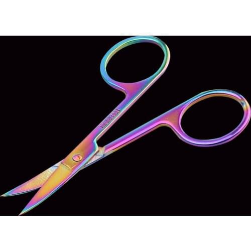 Professional Chameleon Curved Head Eyebrow Scissor Makeup Trimmer Facial Hair Remover Manicure Scissor Nail Cuticle Tool