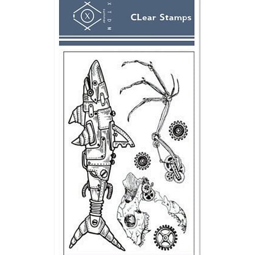 11*16cm Robotic fish Transparent Silicone Rubber Clear Stamps cartoon Scrapbooking/DIY Easter Childrens toys album